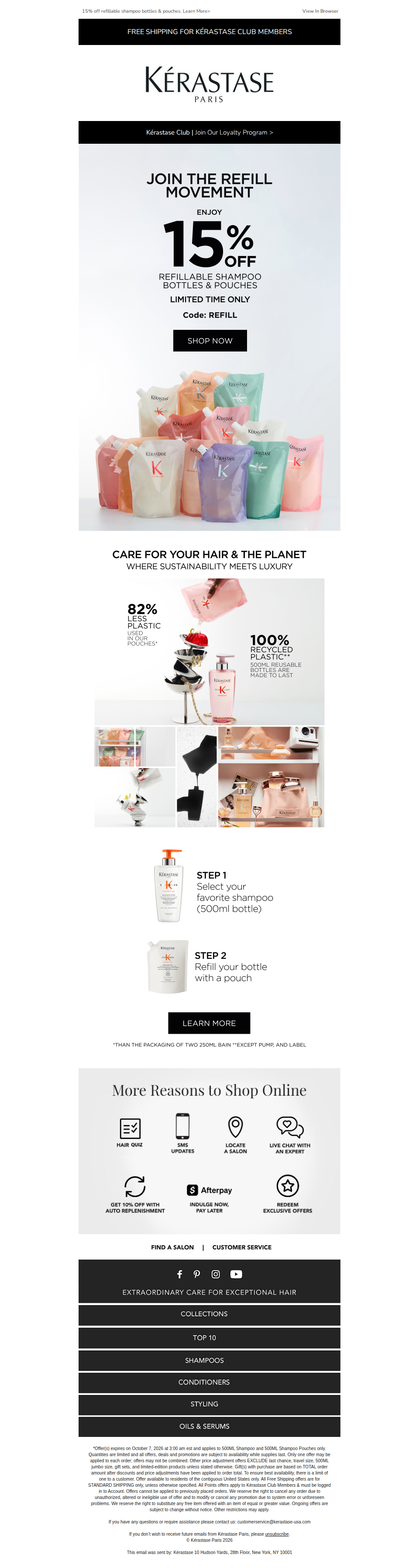 Ends soon: 15% off refillable shampoo bottles & pouches