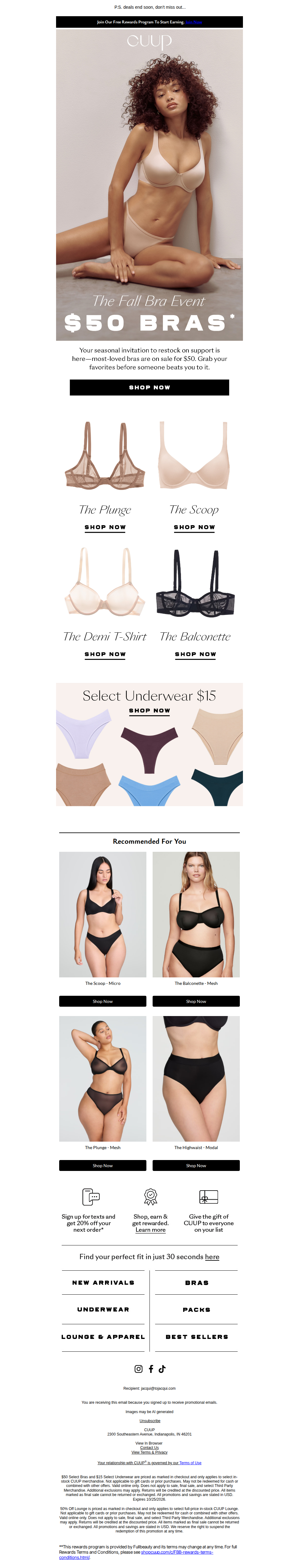 Our most POPULAR bras, now $50 (!!)