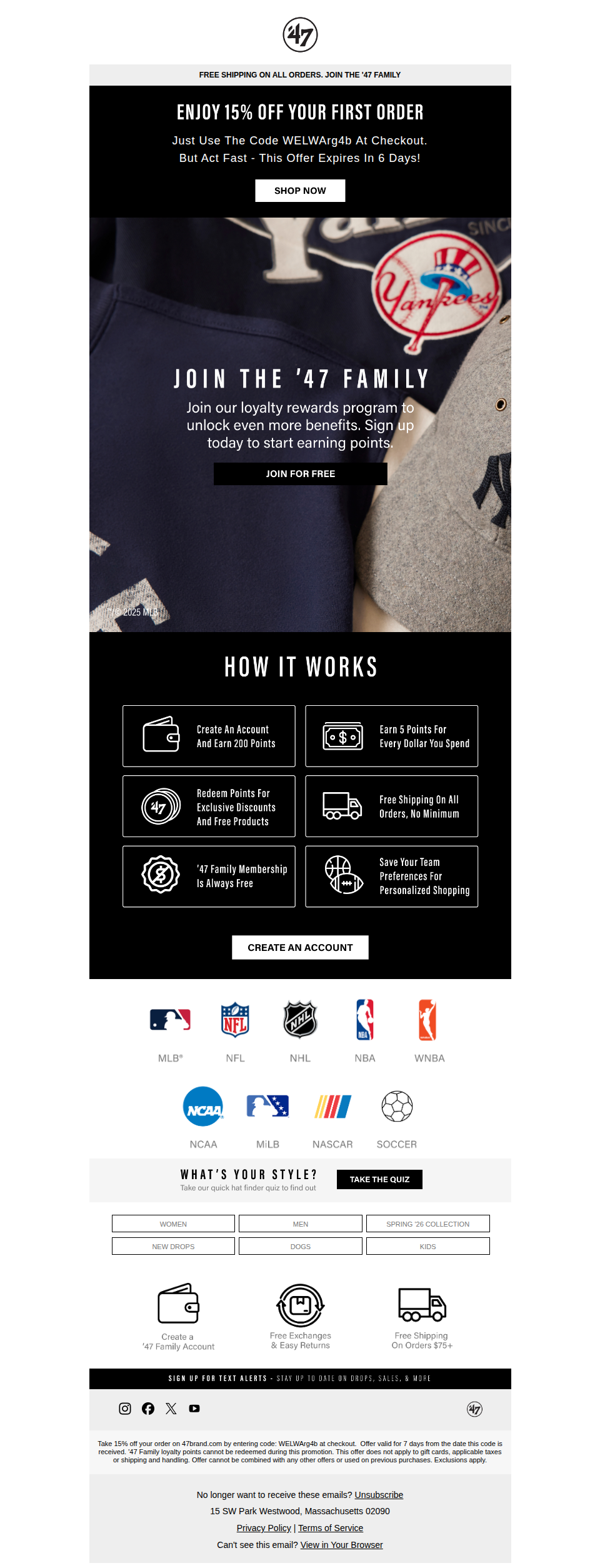 Join Our ’47 Family Loyalty Rewards Program