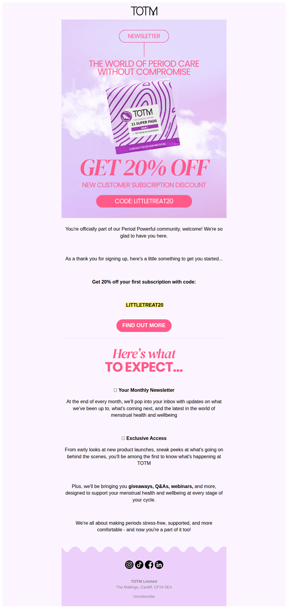 Your 20% off welcome is inside