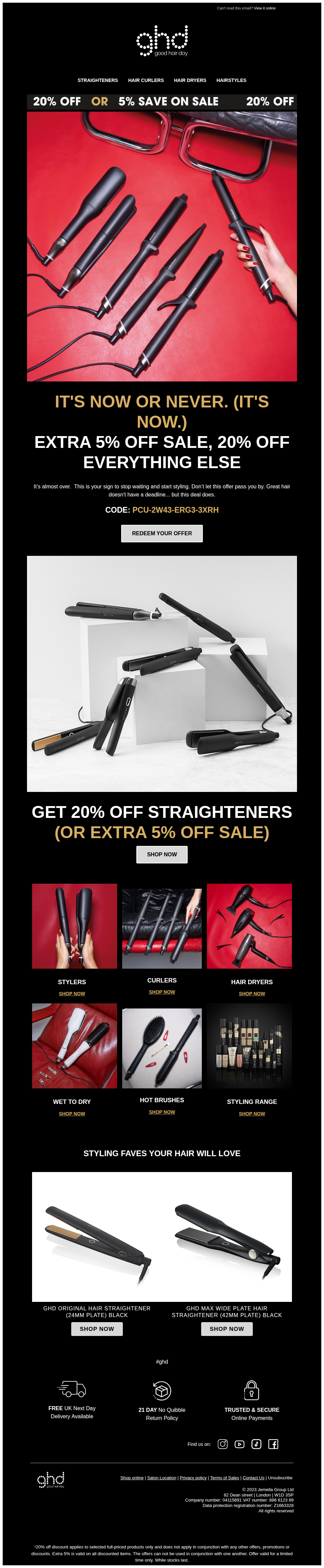 Last chance: Extra 5% off sale + 20% off everything else