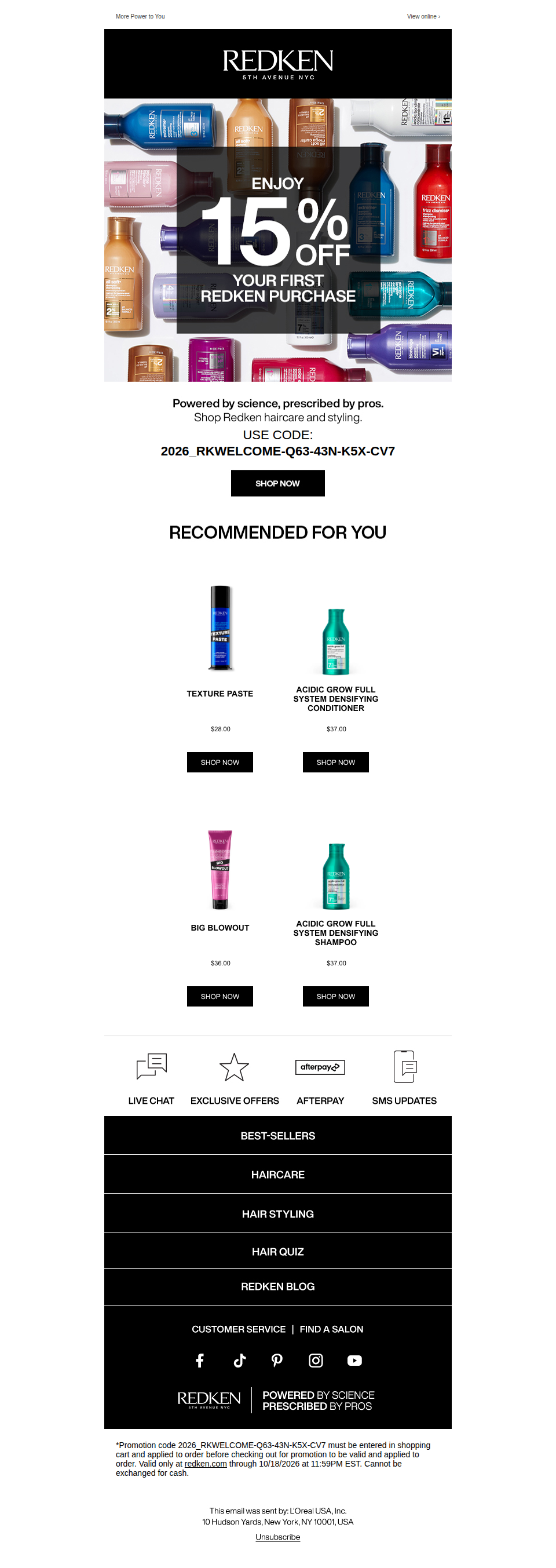 Don't Miss Out! Enjoy 15% off When You Shop Redken Today