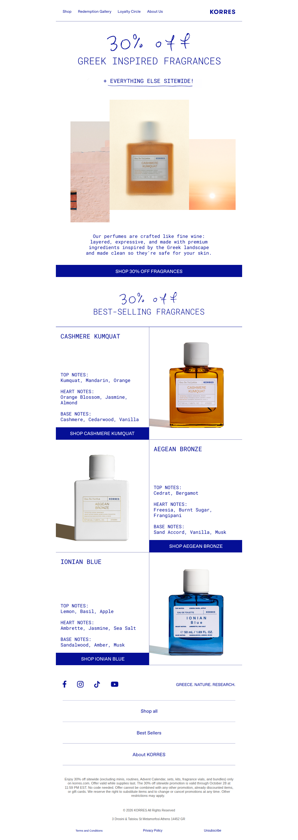 30% off signature Greek perfumes