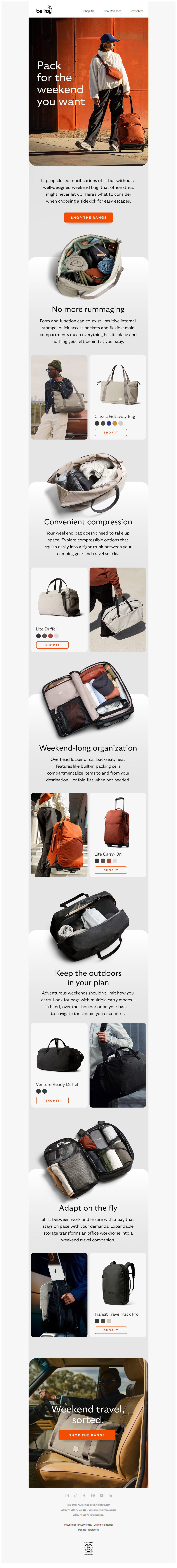 Five things you need in a weekend bag.