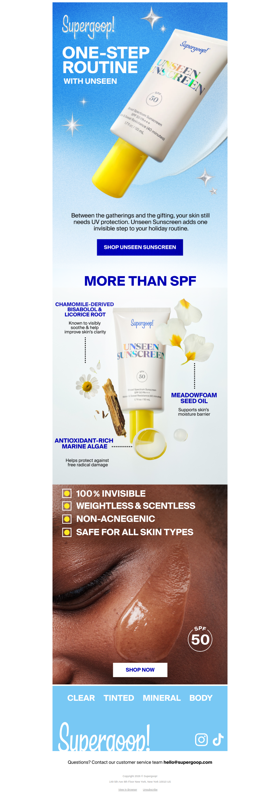 One-step SPF routine with Unseen