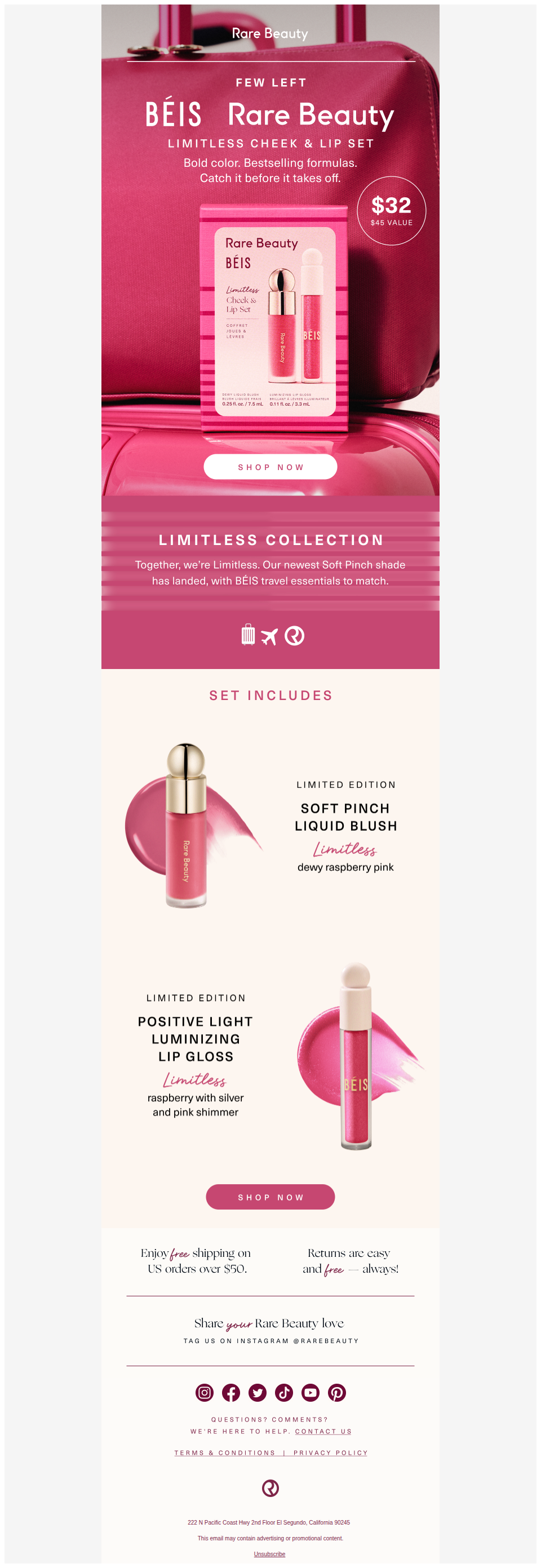 *Limited stock*: BÉIS x Rare Beauty Cheek & Lip Set
