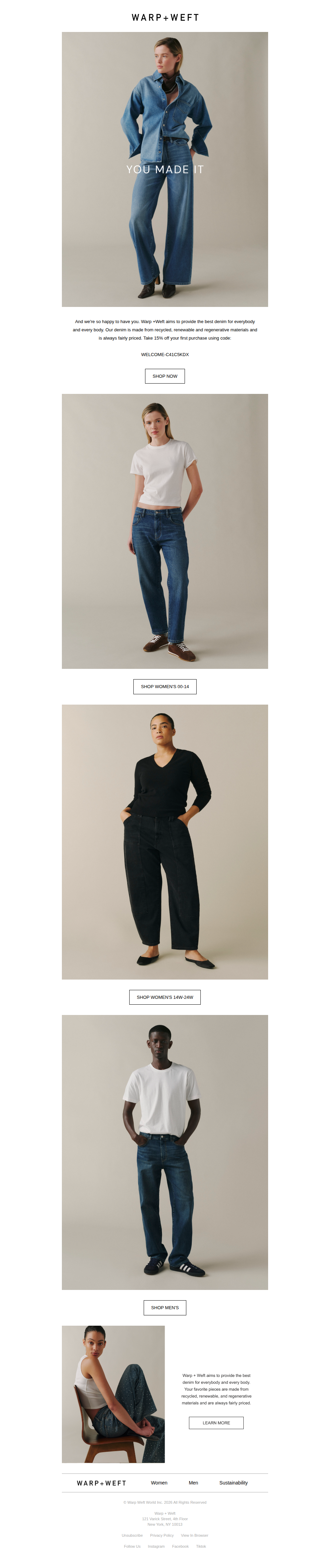 Welcome to Warp + Weft, Here's 15% Off