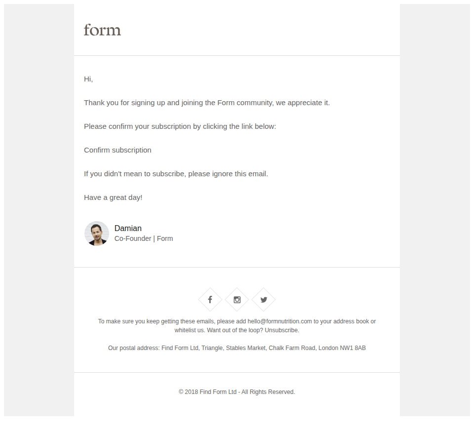 Form - Please confirm your subscription
